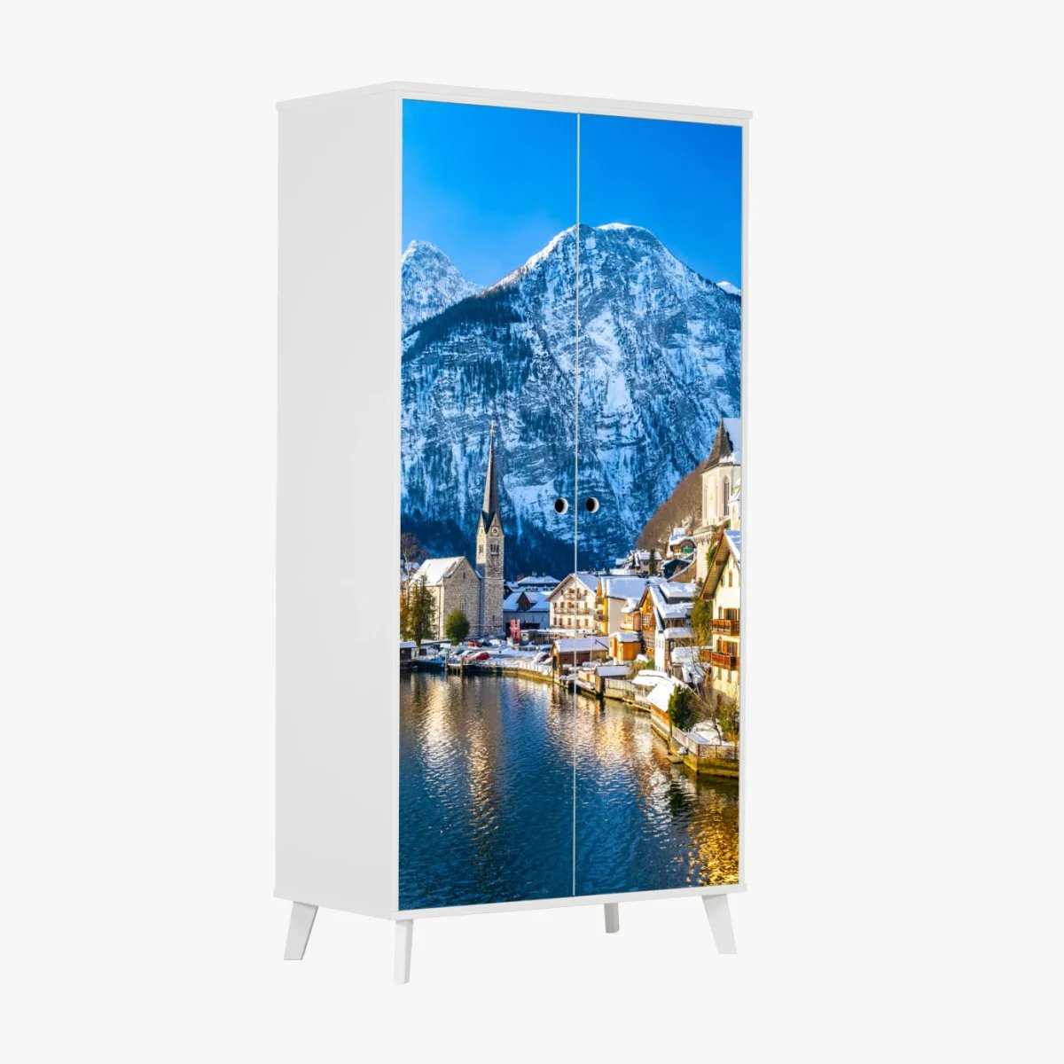 Pegatina para armario paisaje invernal de Hallstatt junto al lago – Pixers® Pegatina para armario paisaje invernal de Hallstatt junto al lago – Pixers®