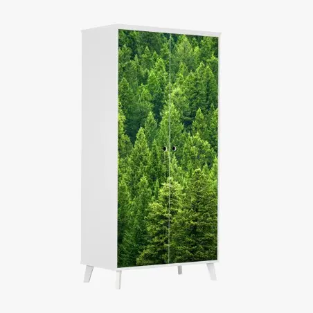 Pegatina para armario bosque de pinos en verde esmeralda – Pixers®