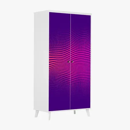 Pegatina para armario ondas de color vibrante sobre fondo morado – Pixers®
