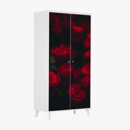 Pegatina para armario ramillete de rosas rojas en penumbra – Pixers®