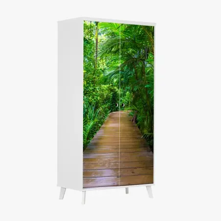 Pegatina para armario pasarela en manglar: paseo entre verdes – Pixers®