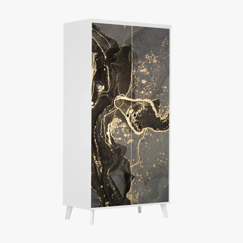 Pegatina para armario mármol abstracto en dorado y negro