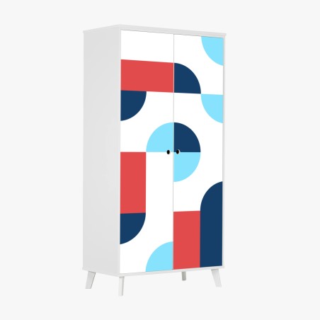 Pegatina para armario diseño geométrico en paleta azul y coral – Pixers®
