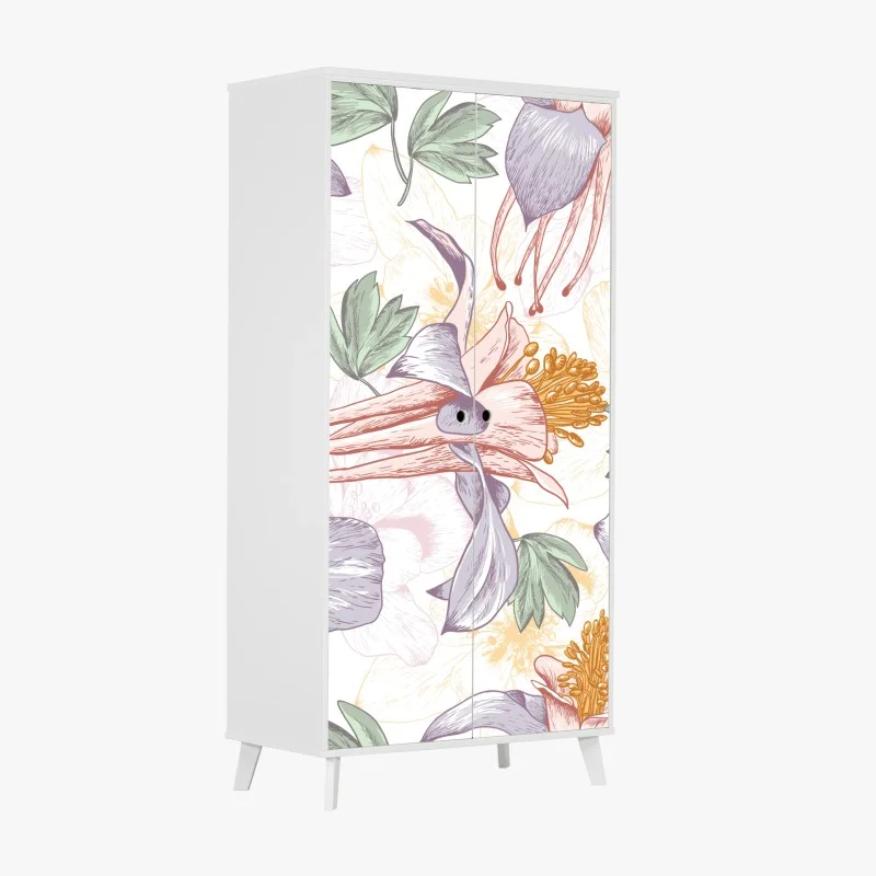 Pegatina para armario diseño floral vintage en tonos pastel