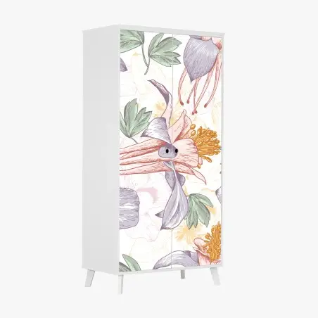 Pegatina para armario diseño floral vintage en tonos pastel – Pixers®