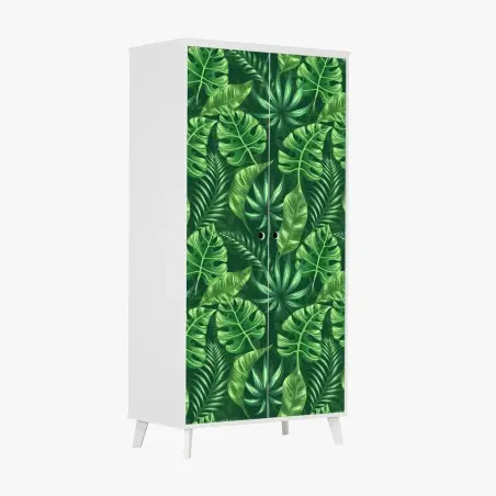 Pegatina para armario estampado tropical de hojas verdes – Pixers®