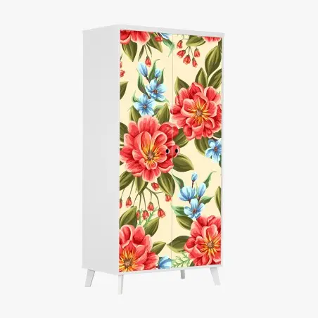 Pegatina para armario estampado floral en acuarela sobre fondo beige – Pixers®