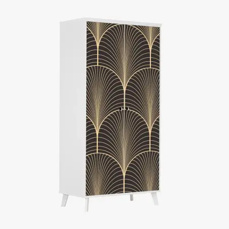 Pegatina para armario patrón art déco dorado sobre fondo negro – Pixers®