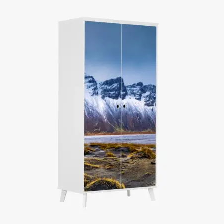 Pegatina para armario amanecer en Vestrahorn: belleza ártica panorámica – Pixers®