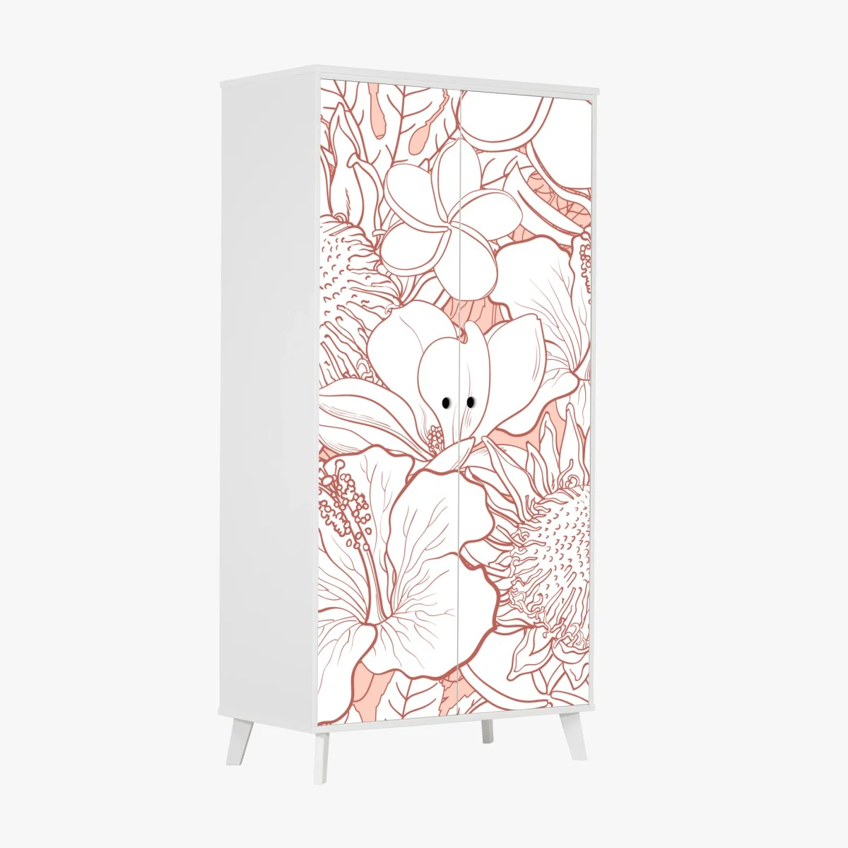 Pegatina para armario patrón floral tropical en coral y blanco – Pixers® Pegatina para armario patrón floral tropical en coral y blanco – Pixers®