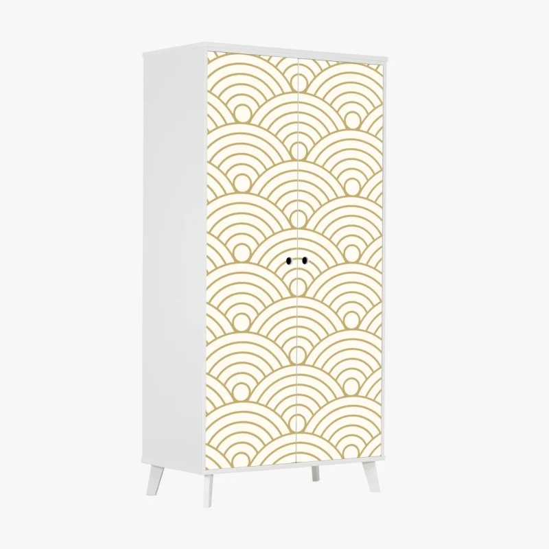 Pegatina para armario patrón semicircular dorado minimalista