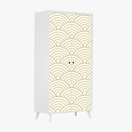Pegatina para armario patrón semicircular dorado minimalista – Pixers®