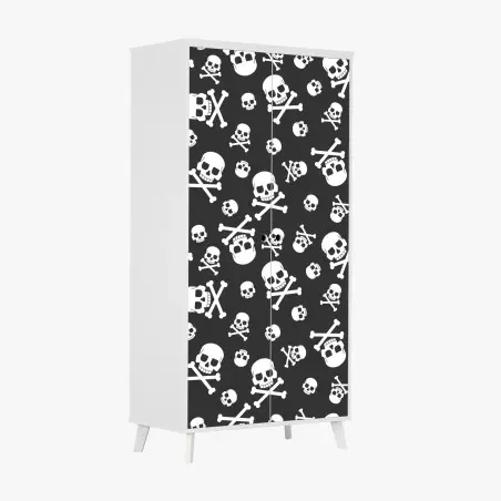 Pegatina para armario patrón de calaveras en blanco y negro – Pixers®