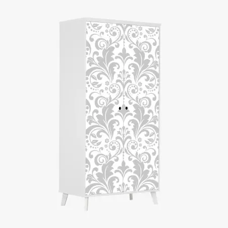 Pegatina para armario diseño damasco gris y blanco elegante – Pixers®