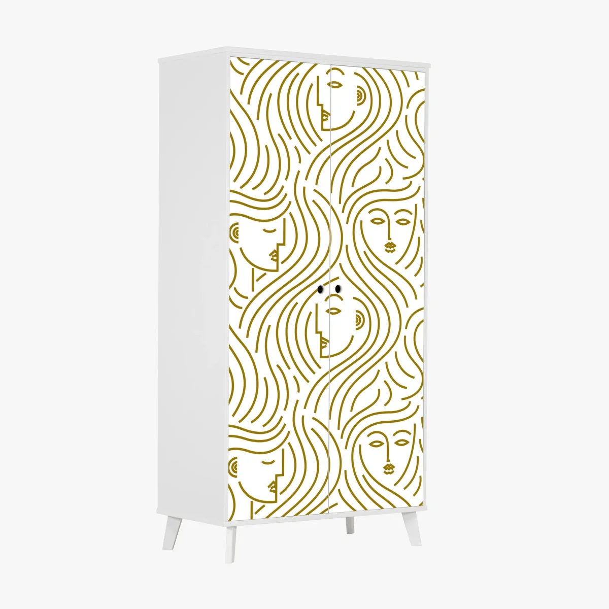 Pegatina para armario patrón abstracto de rostros femeninos en dorado – Pixers® Pegatina para armario patrón abstracto de rostros femeninos en dorado – Pixers®