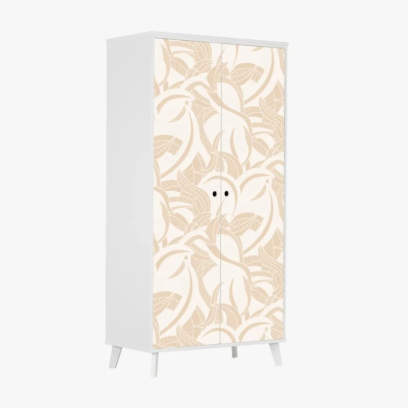 Pegatina para armario estampado botánico beige de hojas entrelazadas