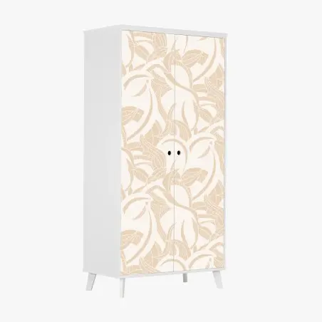 Pegatina para armario estampado botánico beige de hojas entrelazadas – Pixers®