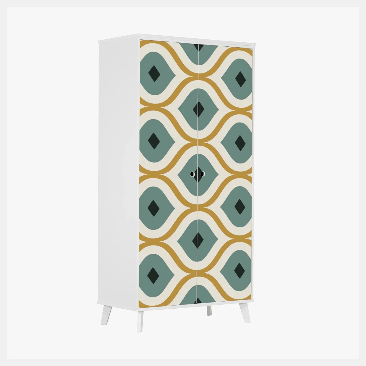 Pegatina para armario diseño geométrico retro en tonos verde azulado y dorado – Pixers® Pegatina para armario diseño geométrico retro en tonos verde azulado y dorado – Pixers®