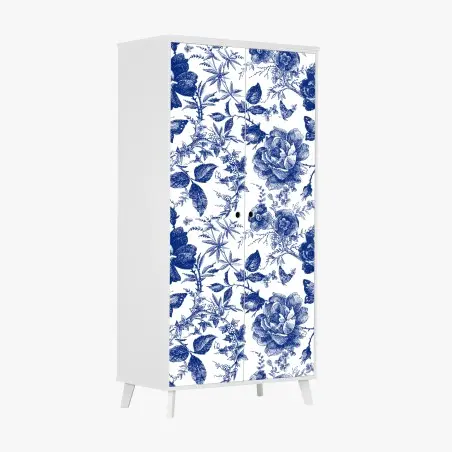 Pegatina para armario estampado floral azul estilo vintage – Pixers®