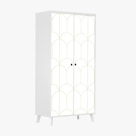 Pegatina para armario patrón geométrico art déco dorado minimalista – Pixers®