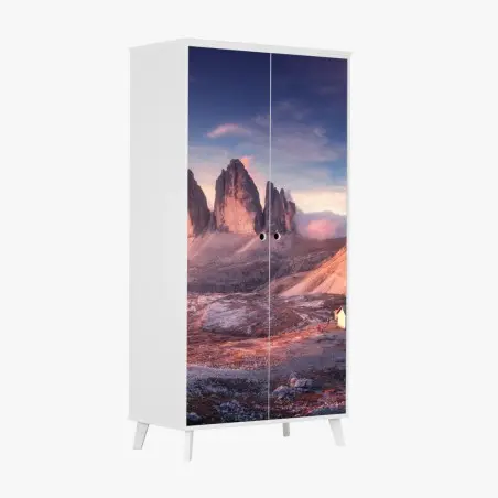 Pegatina para armario amanecer en las Dolomitas con picos imponentes – Pixers®