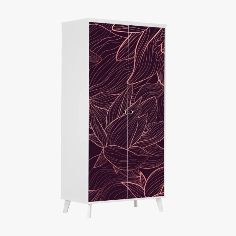 Pegatina para armario arte mural floral de líneas finas