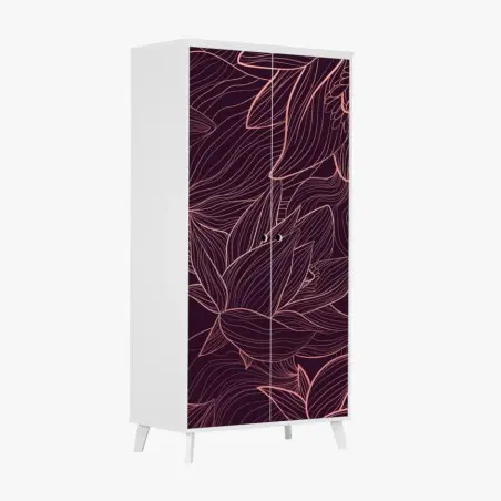 Pegatina para armario arte mural floral de líneas finas – Pixers®