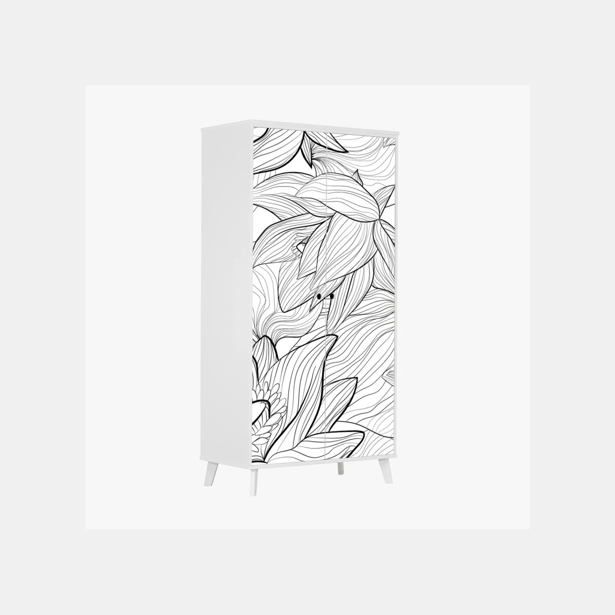 Pegatina para armario patrón floral de loto en blanco y negro – Pixers® Pegatina para armario patrón floral de loto en blanco y negro – Pixers®