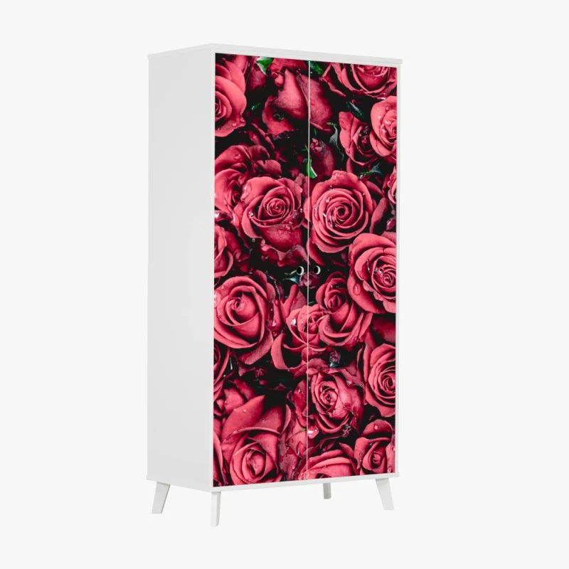 Pegatina para armario diseño de rosas rojas en detalle