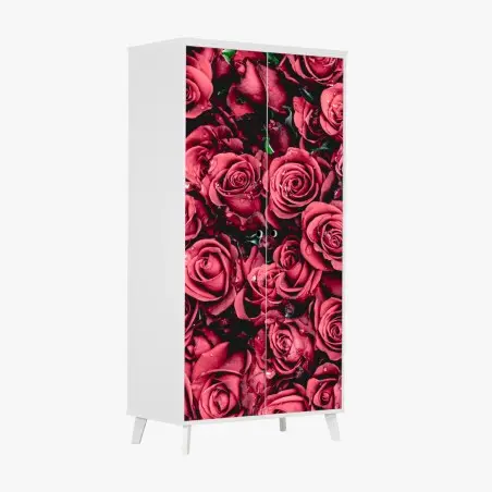 Pegatina para armario diseño de rosas rojas en detalle – Pixers®