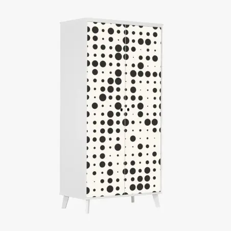 Pegatina para armario patrón de lunares minimalista en blanco y negro – Pixers®