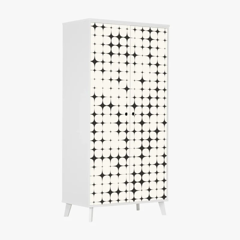 Pegatina para armario patrón geométrico óptico en blanco y negro