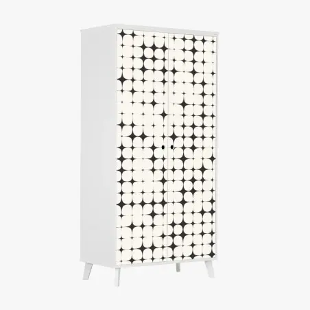 Pegatina para armario patrón geométrico óptico en blanco y negro – Pixers®