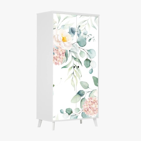 Pegatina para armario sofisticado estampado floral en acuarela – Pixers®