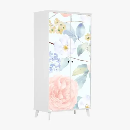Pegatina para armario jardín en acuarela de flores en tonos pastel – Pixers®