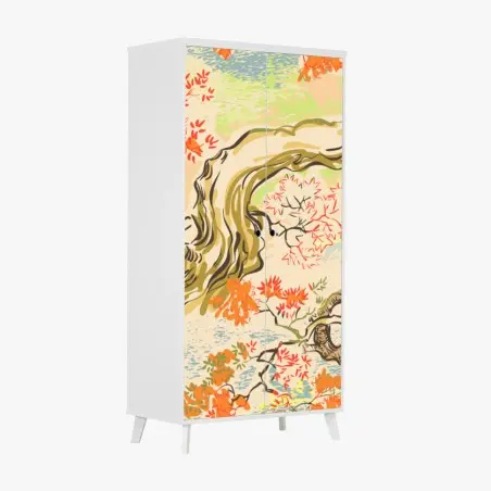 Pegatina para armario motivo oriental de arces otoñales en tonos pastel – Pixers®