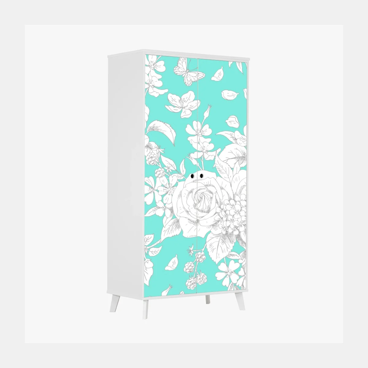 Pegatina para armario estampado floral vintage en turquesa – Pixers® Pegatina para armario estampado floral vintage en turquesa – Pixers®