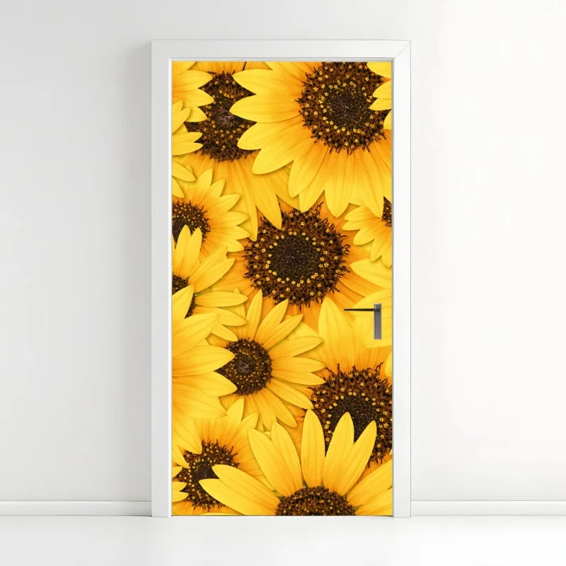 Pegatina para puerta mosaico de girasoles radiantes