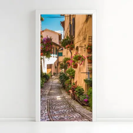 Pegatina para puerta calle floral medieval en Umbria, Italia – Pixers®