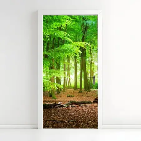 Pegatina para puerta bosque esmeralda iluminado – Pixers®