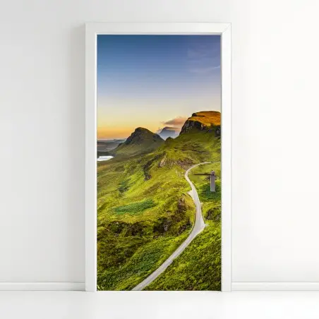 Pegatina para puerta puesta de sol en Quiraing, Isla de Skye – Pixers®