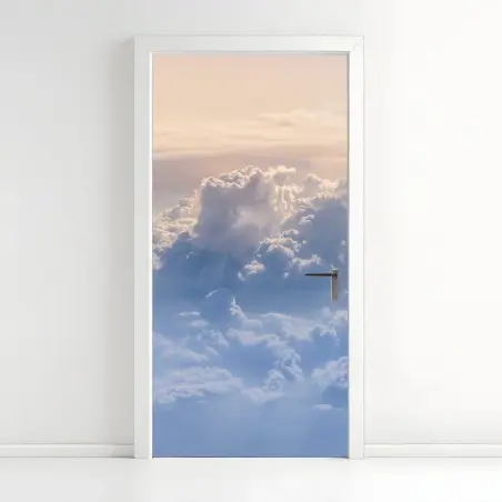 Pegatina para puerta paisaje celeste nubes iluminadas al amanecer – Pixers®