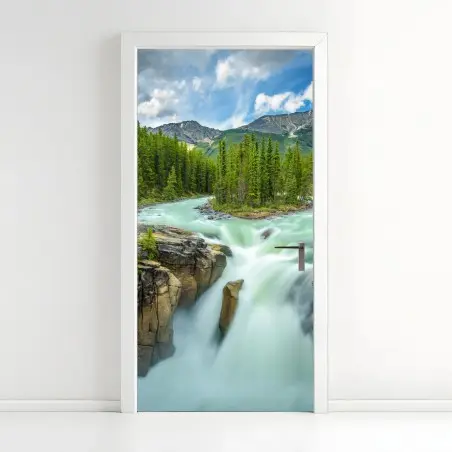 Pegatina para puerta catarata Upper Sunwapta en Jasper National Park – Pixers®
