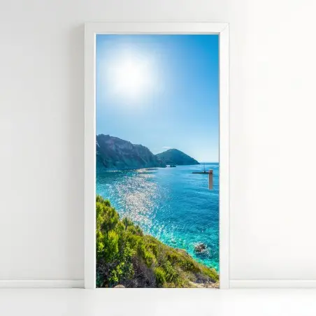 Pegatina para puerta panorámica costera de Sansone en la isla de Elba – Pixers®