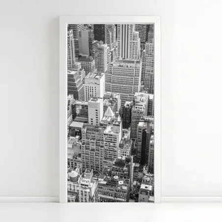 Pegatina para puerta panorama urbano en blanco y negro – Pixers®
