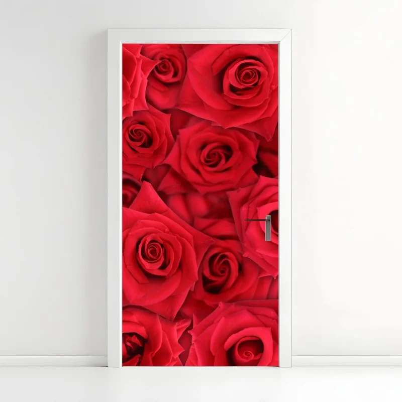 Pegatina para puerta abundancia de rosas rojas