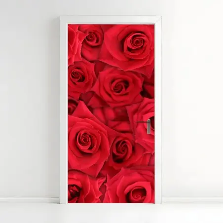 Pegatina para puerta abundancia de rosas rojas – Pixers®