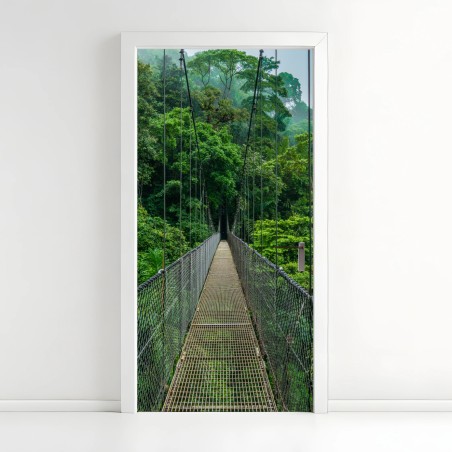 Pegatina para puerta pasarela colgante sobre la selva tropical – Pixers®