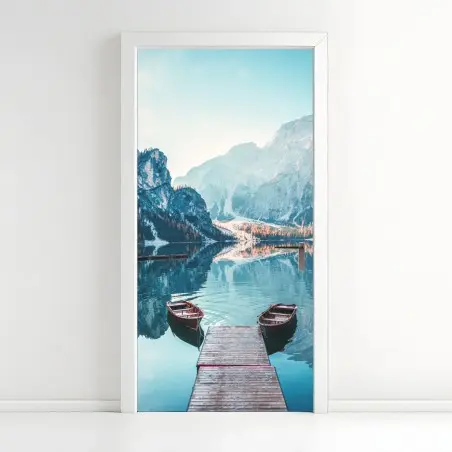 Pegatina para puerta amanecer en Braies, Dolomitas – Pixers®