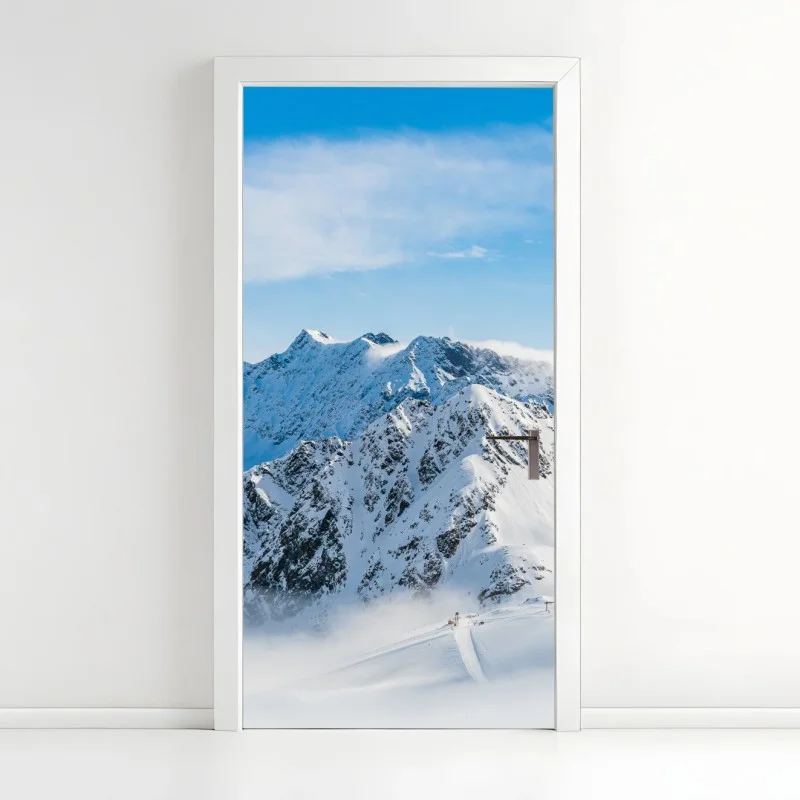 Pegatina para puerta panorama nevado de Kaunertal, Austria